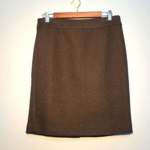 NWT Ann Taylor Petite Black Tweed Pencil‎ Skirt Womens Size 8P Gold Metallic
